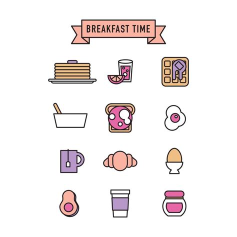 Breakfast Time Icons 12334960 Vector Art at Vecteezy