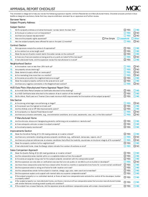 Form Mgic Appraisal Report Checklist Fill Online Printable