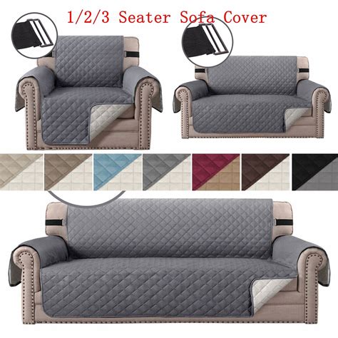 Reversible Quilted Sofa Cover Water Resistant Non Slip 123seat Couch