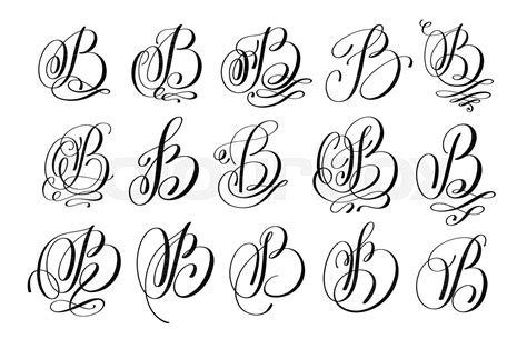 Calligraphy Lettering Script Font B Set Stock Vector Colourbox