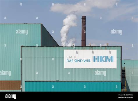 Huettenwerke Krupp Mannesmann Hkm Logo On Steel Mill Blue Sky