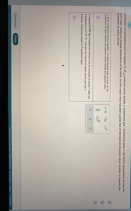 Solved Combustion Of Hydrocarbons Such As Heptane C H Chegg