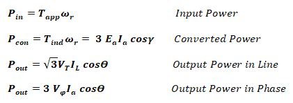 Synchronous Generator and Alternator Formulas & Equations