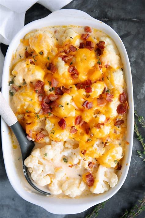 Cheesy Cauliflower With Bacon The Forked Spoon