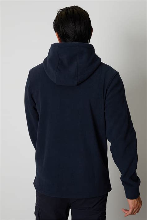 Navy Rueben Micro Fleece Zip Through Hoodie