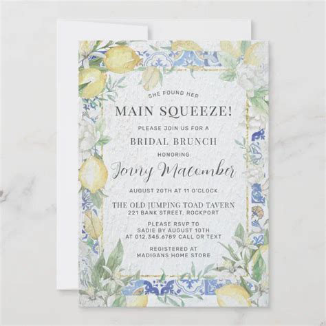 She Found Her Main Squeeze Lemon Bridal Brunch Invitation Zazzle