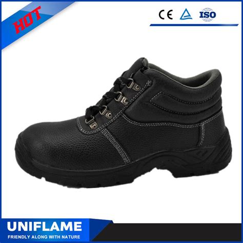 All Black Classic Del Ta Waterproof Genuine Leather Safety Shoes Ufb048