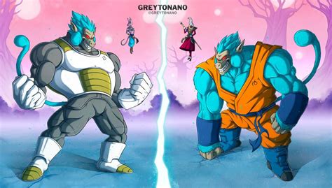 Oozaru Ssjblue Vegeta Vs Oozaru Ssjblue Goku By Greytonano On