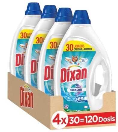 Dixan Gel Frescor Líquido para Lavadora 30 lavados pack de 4