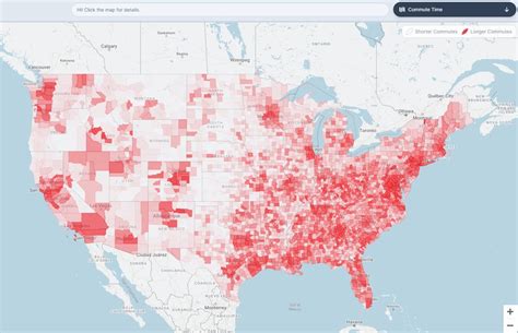 Average Commute Times By Us County 7 42 Minutes R Mapporn