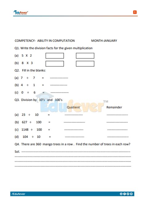 Cbse Class 3 Maths Worksheet