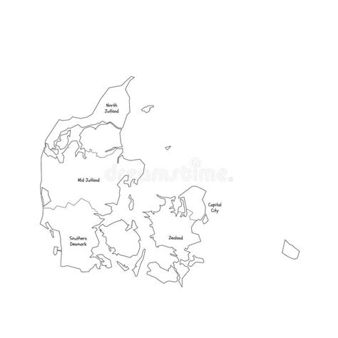 Denmark Political Map Of Administrative Divisions Stock Illustration