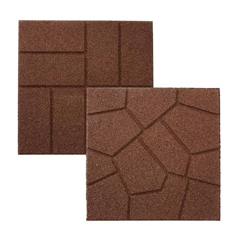 Vigoro 16 In X 16 In Brown Dual Sided Rubber Paver 9 Pack Dcpvbn9