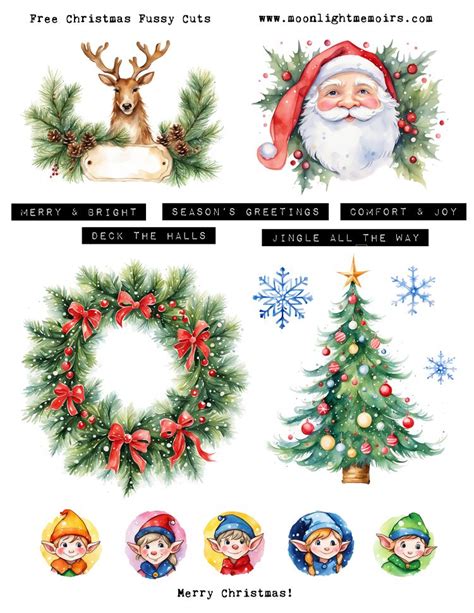 Free Christmas Printables Fussy Cuts 2023 PDF Moonlight Memoirs