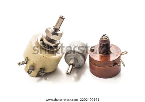 variable resistors  white background stock photo
