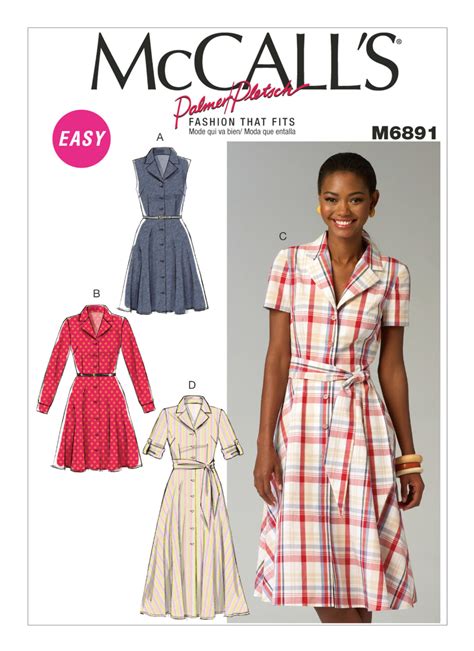 M6891 Misses Shirtdresses And Sash Sewing Pattern Mccalls Patterns Dress Sewing Patterns