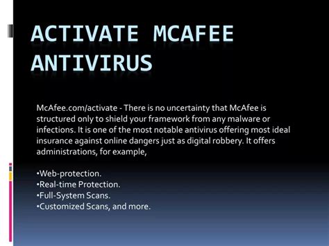 PPT McAfee Activate Enter Your Activation Code McAfee