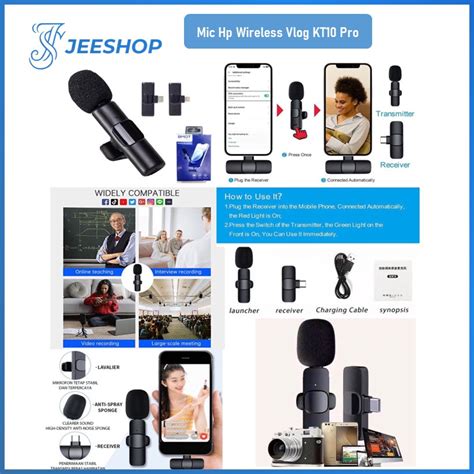 Jual Microphone Wireless Clip On KT10 Pro Mic Youtuber Vlogger For