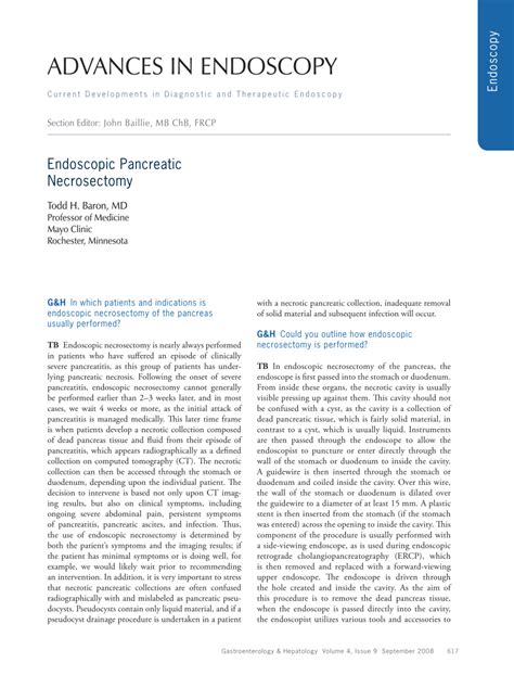 (PDF) Endoscopic Pancreatic Necrosectomy