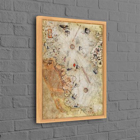 Piri Reis Map Antique Map Canvas Art Map Poster Vintage Map Etsy