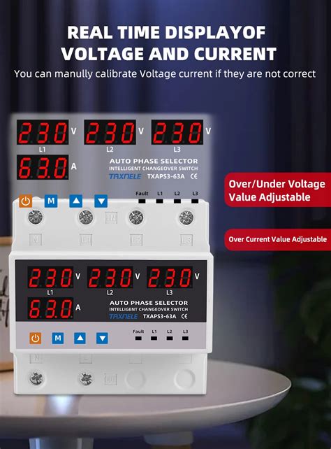 A Phase P N Din Rail Phase Selector Adjustable Over And Under