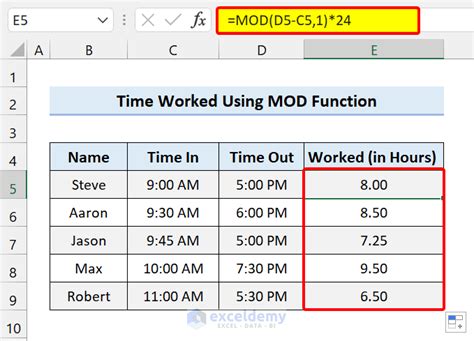 Excel Formula To Calculate Time Worked Exceldemy