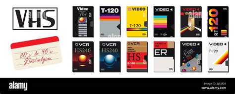 Collection Pack of Vintage VHS Covers for Blank Tapes. Retro technology ...