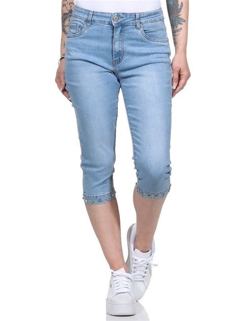 Aurela Damenmode Jeansbermudas Damen Jeans Bermuda Kurze Jeanshosen