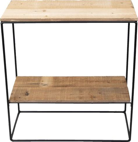 Clayre Eef Sidetable 60x25x66 Cm Bruin Hout Ijzer Rechthoek Wandtafel