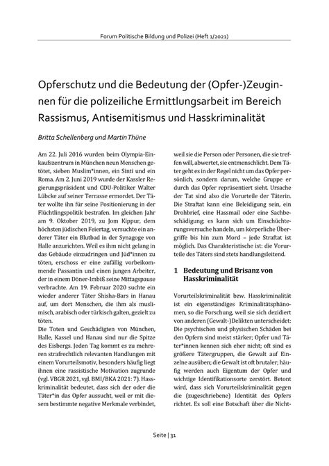 PDF Opferschutz und Bedeutung von Opfer Zeuginnen für