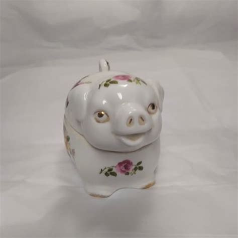 Taiwan Fine Bone China Cottage Rose Candle Trinket Box Pig Etsy