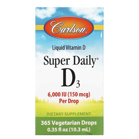 Carlson Super Daily D3 6 000 IU 150 Mcg Per Drop Vitamin D Drops