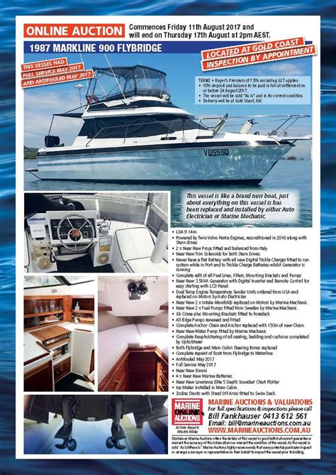 Marine Auctions August Online Auction 1987 Markline 900 Flybridge