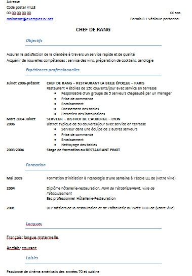 Exemple De Cv Pour Receptionniste En Hotellerie Laboite Cv Fr