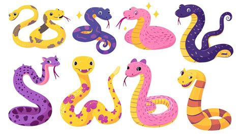 Premium Photo A Colorful Collection Of Six Friendly Cartoon Snakes