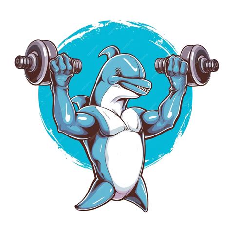 Premium Photo | Cartoon dolphin doing dumbs with dumb dumbs in his hand