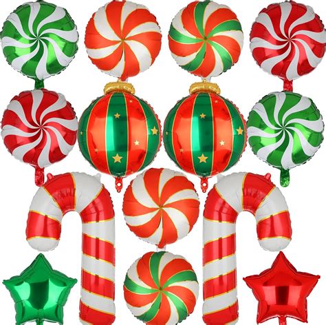 Christmas Foil Balloons Lollipop Candy Cane Mylar Balloon