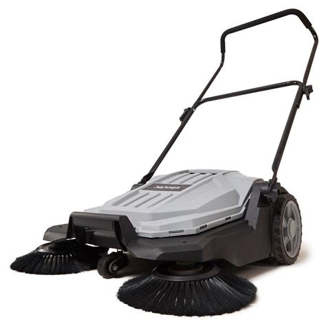 Walk Behind Outdoor Hand Push Sweeper 5 5 Gal Capacity And 25 In