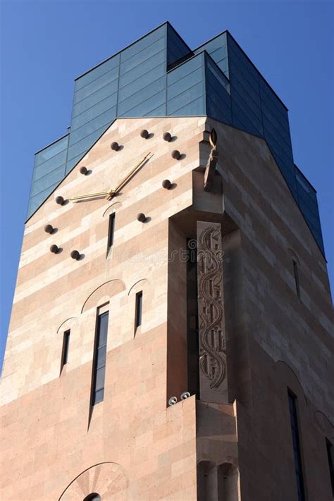 Tower Clock On Cathedral Bell Tower Stock Photo Image Of Stone Tower