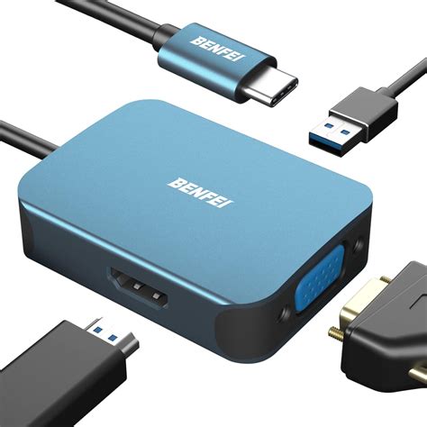 Adaptateur USB C Vers HDMI VGA BENFEI Type C 3 En 1 Hub HDMI VGA USB 3