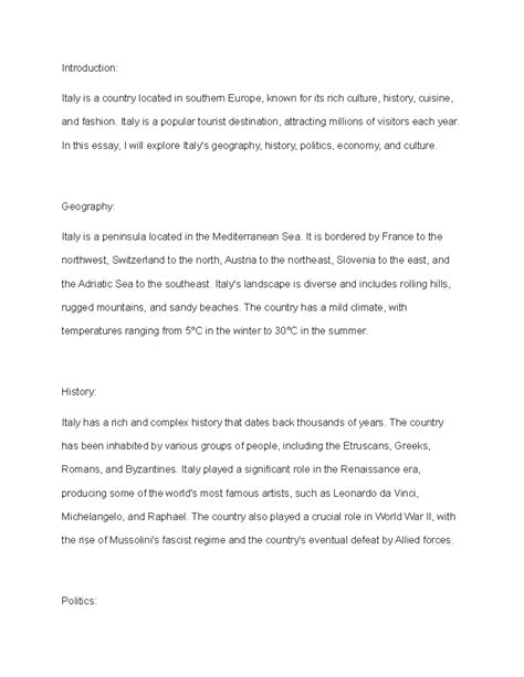 Italy - geo - Introduction: Italy is a country located in southern