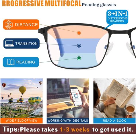 JCUANGR Gafas De Lectura Multifocales Bifocales Progresivas Para Hombre