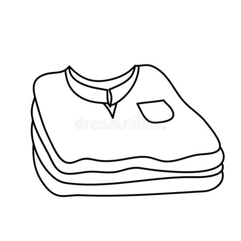 Simple Piles Of Clothes Black And White Line Art Stock Vector