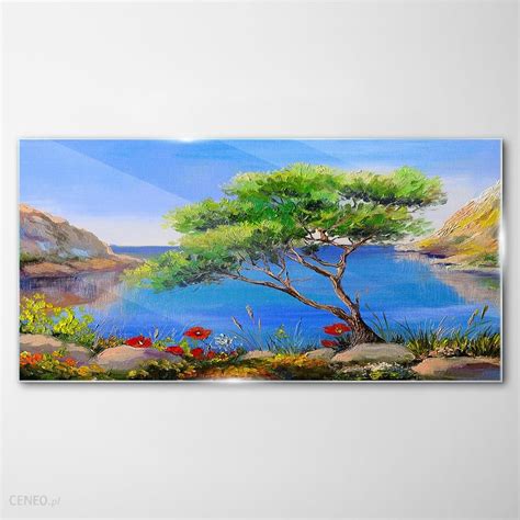 Coloray Obraz Szklany Kwiaty Drzewo Morze Natura 120x60 Cm