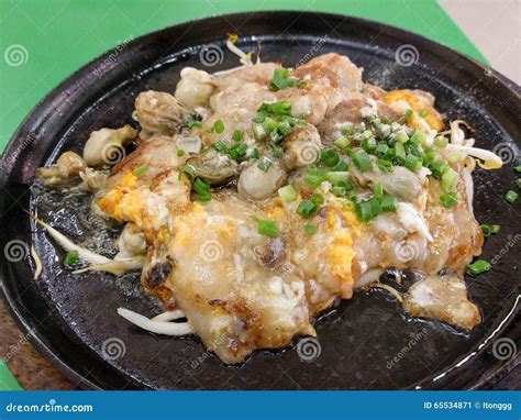 Oyster Omelette On Hot Pan Stock Image Image Of Fried