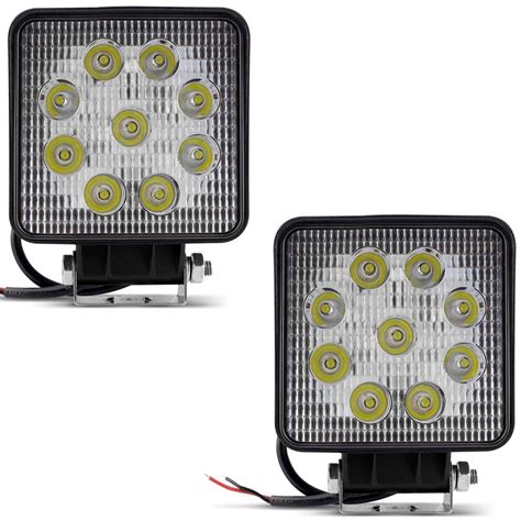 Farol De Milha Led Quadrado Leds W Jeep Caminh O Par R