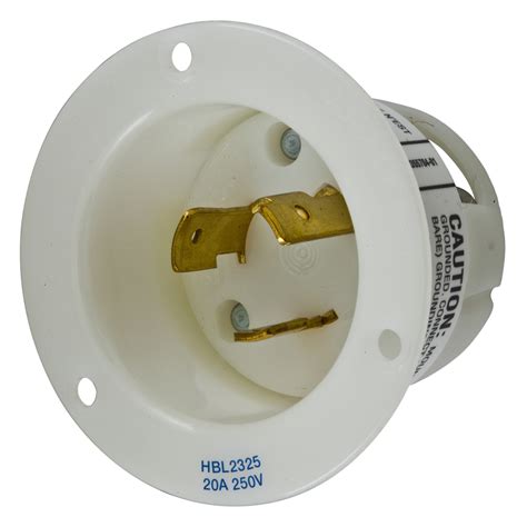 Hubbell HBL2325 20 250 Volt 2 Pole 3 Wire NEMA L6 20P White Locking