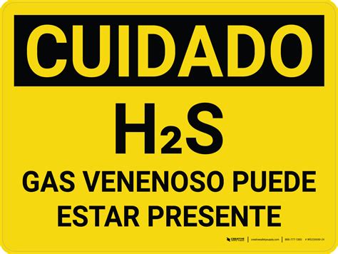 Caution H2s Poisonous Gas May Be Present Spanish Landscape Wall Sign