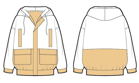 Plantilla De Vector De Chaqueta Deportiva Con Capucha Dibujo Plano