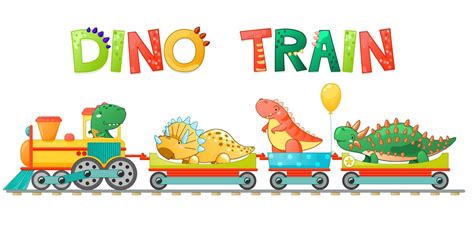 Train with cute little dinosaur in cartoon style. 12732811 Vector Art at Vecteezy